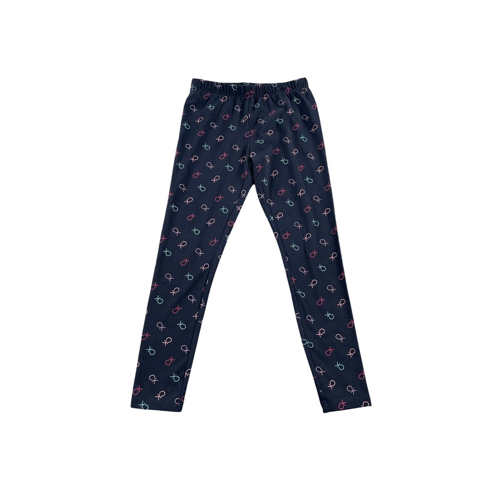 Calvin Klein Jeans Girls Black Multi Color CK Logo Print Leggings Size M 10/12